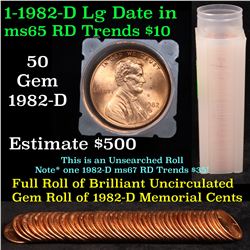 ***Auction Highlight*** Uncirculated 1c roll, 1982-d Zinc Large Date 50 pcs Grades (fc)