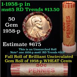 ***Auction Highlight*** Full 1c orig shotgun roll, 1955-s Lincoln Cent Roll Grades (fc)