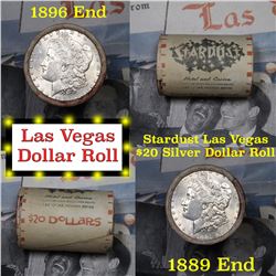 ***Auction Highlight*** Full Morgan/Peace Stardust Hotel silver $1 roll $20, 1889 & 1896 ends (fc)