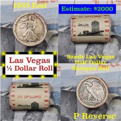 ***Auction Highlight*** Old Casino 50c Roll $10 In Halves Sands Hotel Las Vegas 1935 & 'p' Walker En