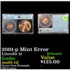 Image 1 : 2001-p Mint Error Lincoln Cent 1c Grades Gem Red