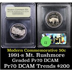 Proof 1991-S Mount Rushmore Modern Commem Half Dollar 50c Graded GEM++ Proof Deep Cameo By USCG