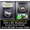 Image 1 : Proof 1991-S Mount Rushmore Modern Commem Half Dollar 50c Graded GEM++ Proof Deep Cameo By USCG