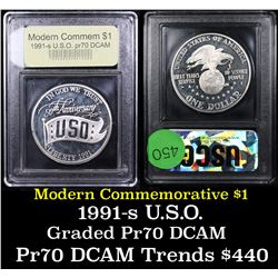 Proof 1991-S USO Modern Commem Dollar $1 Graded GEM++ Proof Deep Cameo By USCG