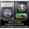 Image 1 : Proof 1991-S USO Modern Commem Dollar $1 Graded GEM++ Proof Deep Cameo By USCG