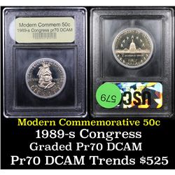 Proof 1989-S Congress Modern Commem Half Dollar 50c Graded GEM++ Proof Deep Cameo By USCG