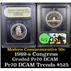 Image 1 : Proof 1989-S Congress Modern Commem Half Dollar 50c Graded GEM++ Proof Deep Cameo By USCG