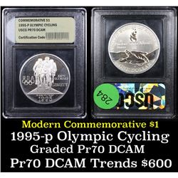 Proof 1995-P Olympics Cycling Modern Commem Dollar $1 Graded GEM++ Proof Deep Cameo By USCG