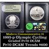 Image 1 : Proof 1995-P Olympics Cycling Modern Commem Dollar $1 Graded GEM++ Proof Deep Cameo By USCG