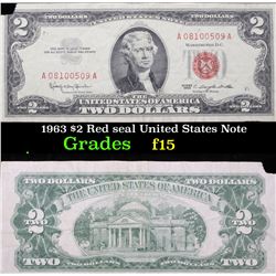 1963 $2 Red seal United States Note Grades f+