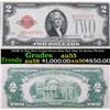 Image 1 : 1928B $2 Red Seal United States Note Key Date To Series FR-1503 Grades Choice AU