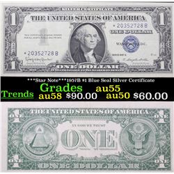 ***Star Note***1957B $1 Blue Seal Silver Certificate Grades Choice AU