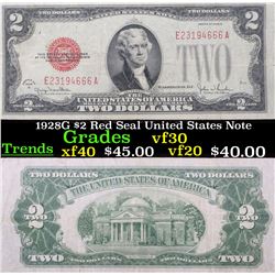 1928G $2 Red Seal United States Note Grades vf++