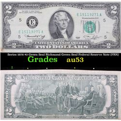 Series 1976 $2 Green Seal Richmond Green Seal Federal Reserve Note (FRN) Grades Select AU