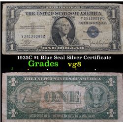 1935C $1 Blue Seal Silver Certificate Grades vg, very good