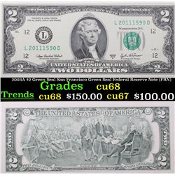 2003A $2 Green Seal Dallas Green Seal Federal Reserve Note (FRN) Grades Gem++ CU