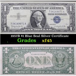 1957B $1 Blue Seal Silver Certificate Grades xf+