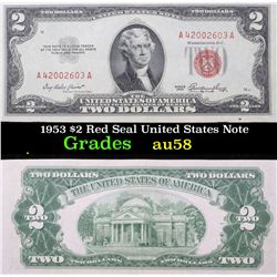 1953 $2 Red Seal United States Note Grades Choice AU/BU Slider