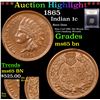 Image 1 : ***Auction Highlight*** 1865 Indian Cent 1c Graded GEM Unc BN By USCG (fc)