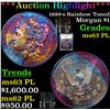 Image 1 : ***Auction Highlight*** 1889-s Rainbow Toned Morgan Dollar $1 Graded Select Unc PL By USCG (fc)