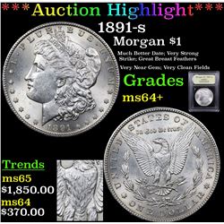 ***Auction Highlight*** 1891-s Morgan Dollar $1 Graded Choice+ Unc By USCG (fc)
