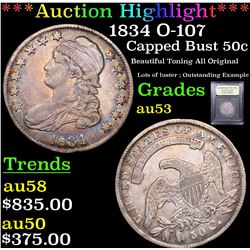 ***Auction Highlight*** 1834 O-107 Capped Bust Half Dollar 50c Graded Select AU By USCG (fc)