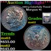 Image 1 : ***Auction Highlight*** 1892-p Colorfully Toned Morgan Dollar $1 Graded Select Unc By USCG (fc)