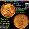 Image 1 : ***Auction Highlight*** 1921-p Lincoln Cent 1c Graded Unc Details By USCG (fc)