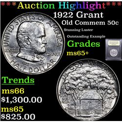 ***Auction Highlight*** 1922 Grant Old Commem Half Dollar 50c Graded GEM+ Unc By USCG (fc)