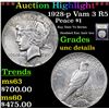Image 1 : ***Auction Highlight*** 1928-p Vam 3 R5 Peace Dollar $1 Graded Unc Details By USCG (fc)