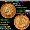 Image 1 : ***Auction Highlight*** 1909-s Indian Cent 1c Graded Select+ Unc RD By USCG (fc)