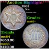 Image 1 : ***Auction Highlight*** 1861 Three Cent Silver 3cs Graded Select+ Unc (fc)