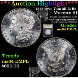 ***Auction Highlight*** 1883-cc /cc Vam 5B I3 R5 Morgan Dollar $1 Graded Choice Unc DMPL By USCG (fc