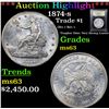 Image 1 : ***Auction Highlight*** 1874-s Trade Dollar $1 Graded Select Unc By USCG (fc)