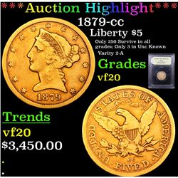 ***Auction Highlight*** 1879-cc Gold Liberty Half Eagle $5 Graded vf, very fine By USCG (fc)