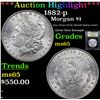 Image 1 : ***Auction Highlight*** 1882-p Morgan Dollar $1 Graded GEM Unc By USCG (fc)