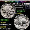Image 1 : ***Auction Highlight*** 1913-s Ty I Buffalo Nickel 5c Graded GEM++ Unc By USCG (fc)