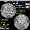 Image 1 : ***Auction Highlight*** 1901-o Morgan Dollar $1 Graded GEM+ Unc By USCG (fc)