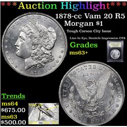 ***Auction Highlight*** 1878-cc Vam 20 R5 Morgan Dollar $1 Graded Select+ Unc By USCG (fc)