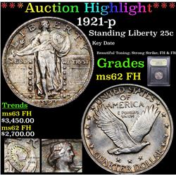 ***Auction Highlight*** 1921-p Standing Liberty Quarter 25c Graded Select Unc FH By USCG (fc)