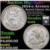 Image 1 : ***Auction Highlight*** 1854-o Arrows Seated Liberty Quarter 25c Graded Choice Unc By USCG (fc)