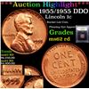 Image 1 : ***Auction Highlight*** 1955/1955 DDO Lincoln Cent 1c Graded Select Unc RD By USCG (fc)