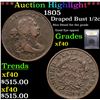 Image 1 : ***Auction Highlight*** 1805 Draped Bust Half Cent 1/2c Graded xf By USCG (fc)