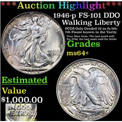 ***Auction Highlight*** 1946-p FS-101 DDO Walking Liberty Half Dollar 50c Grades Choice+ Unc (fc)