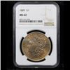 Image 2 : NGC 1889-p Colorfully Toned Morgan Dollar $1 Graded ms62 By NGC