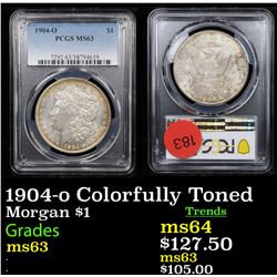 PCGS 1904-o Colorfully Toned Morgan Dollar $1 Graded ms63 By PCGS