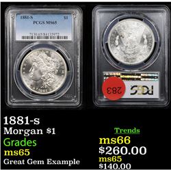 PCGS 1881-s Morgan Dollar $1 Graded ms65 By PCGS