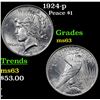Image 1 : 1924-p Peace Dollar $1 Grades Select Unc