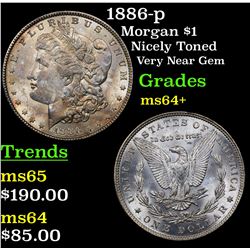 1886-p Morgan Dollar $1 Grades Choice+ Unc