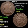 Image 1 : 1803 Draped Bust Half Cent 1/2c Grades vg+